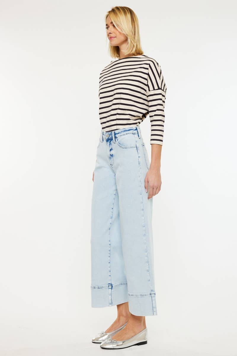 HIGH RISE CROPPED WIDE LEG JEANS