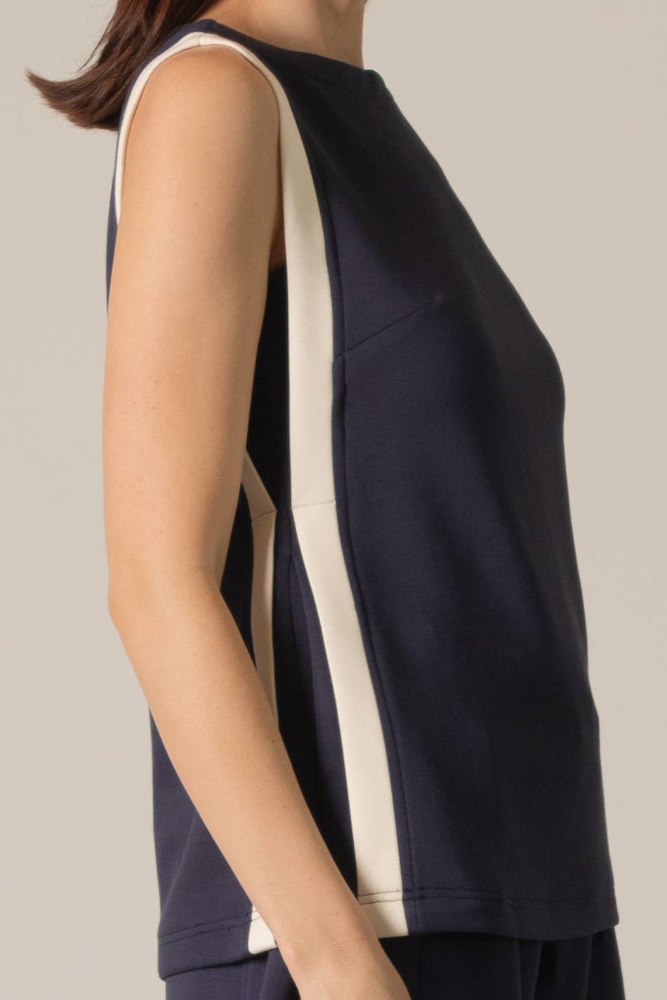 P. CILL Butter Modal Contrast Border Side Pocket Sleeveless