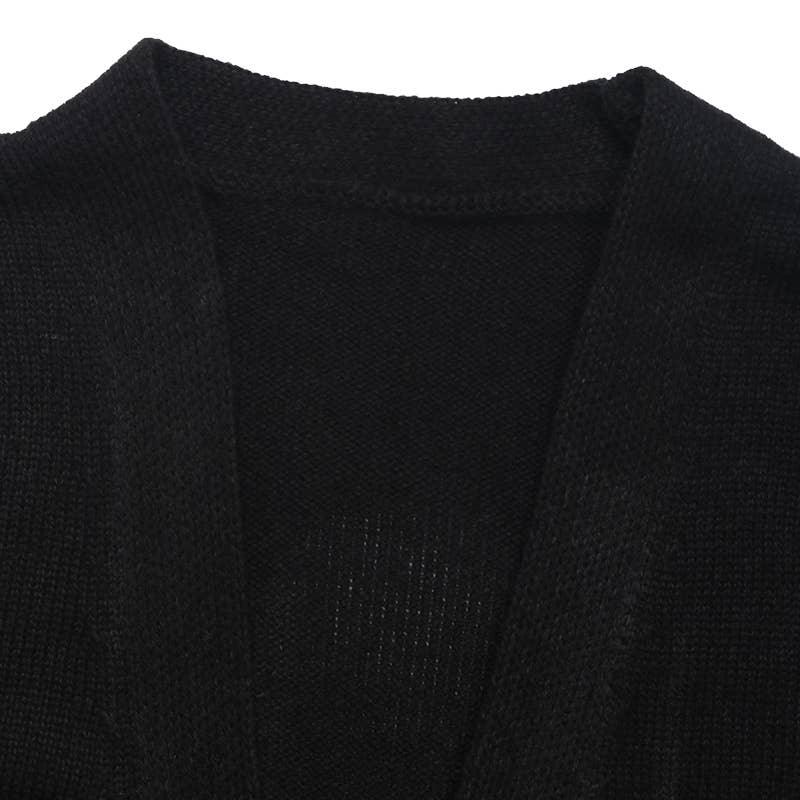 Cool Girl Black Balloon Sleeve Open Front Long Body Cardigan