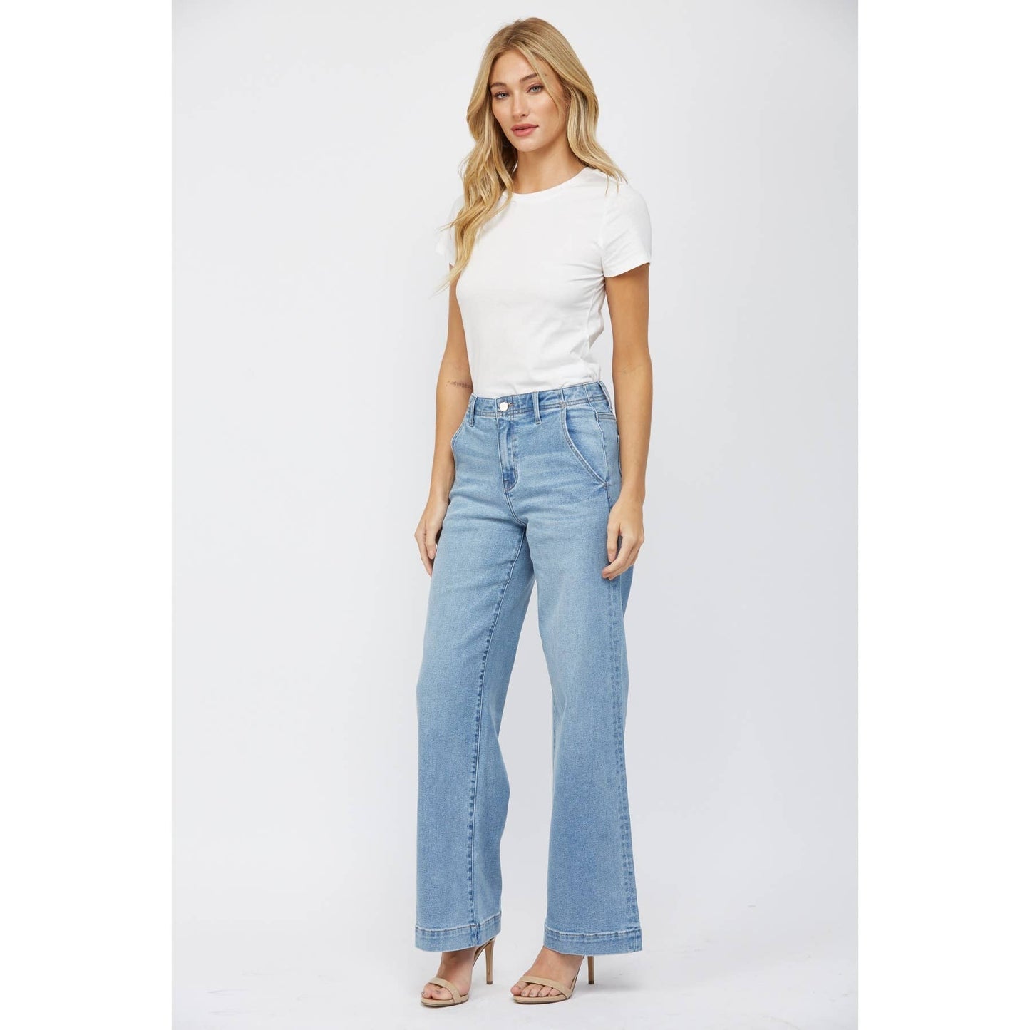 High Rise Wide Leg with Slant Pocket