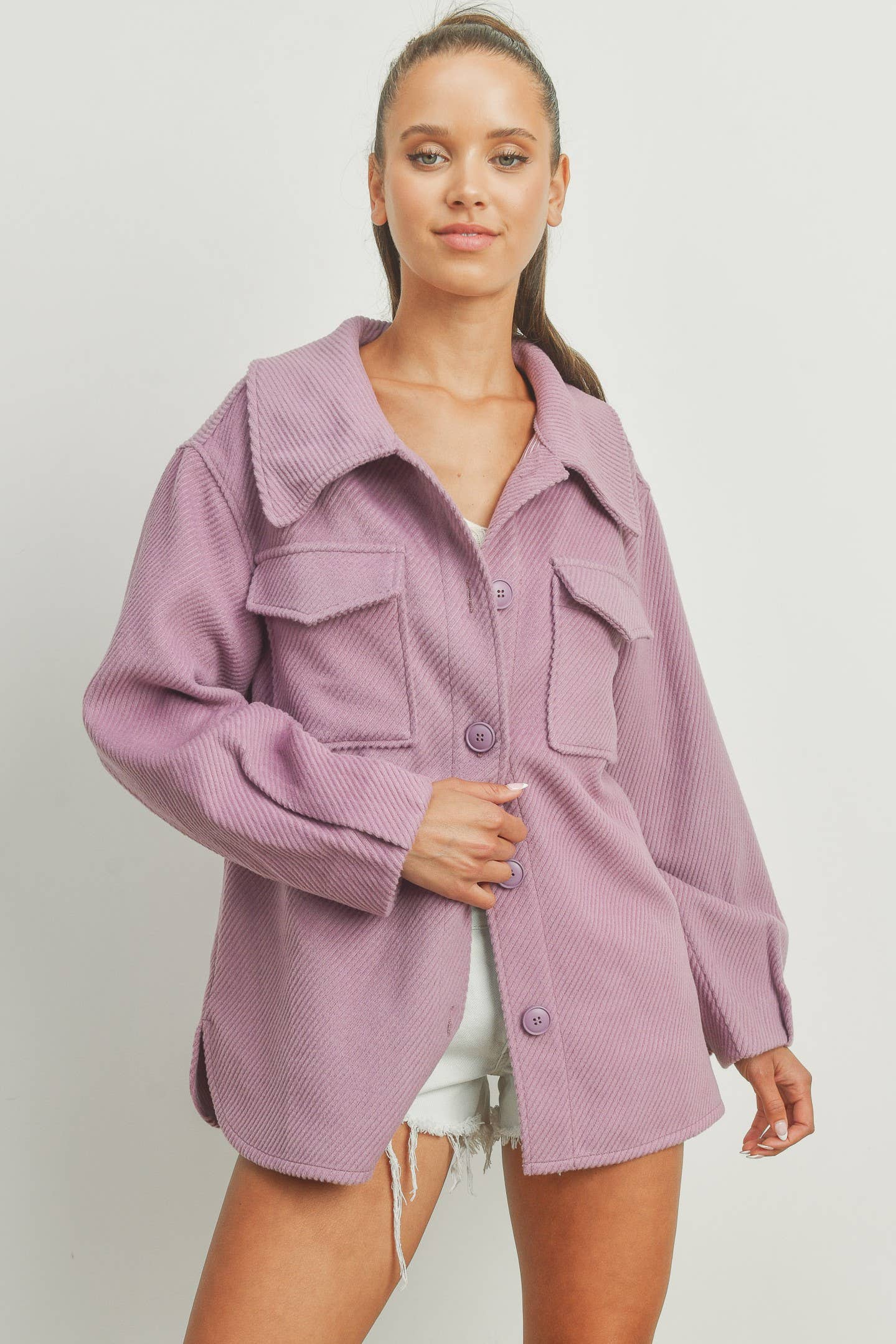 Solid Fall/Winter Shacket Coat