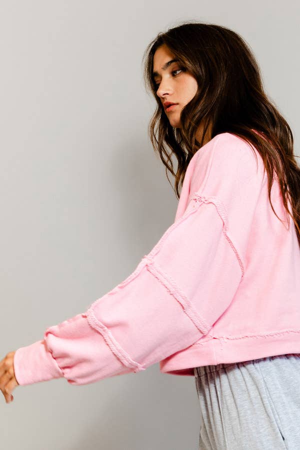 Solid Cropped Sweatshirt