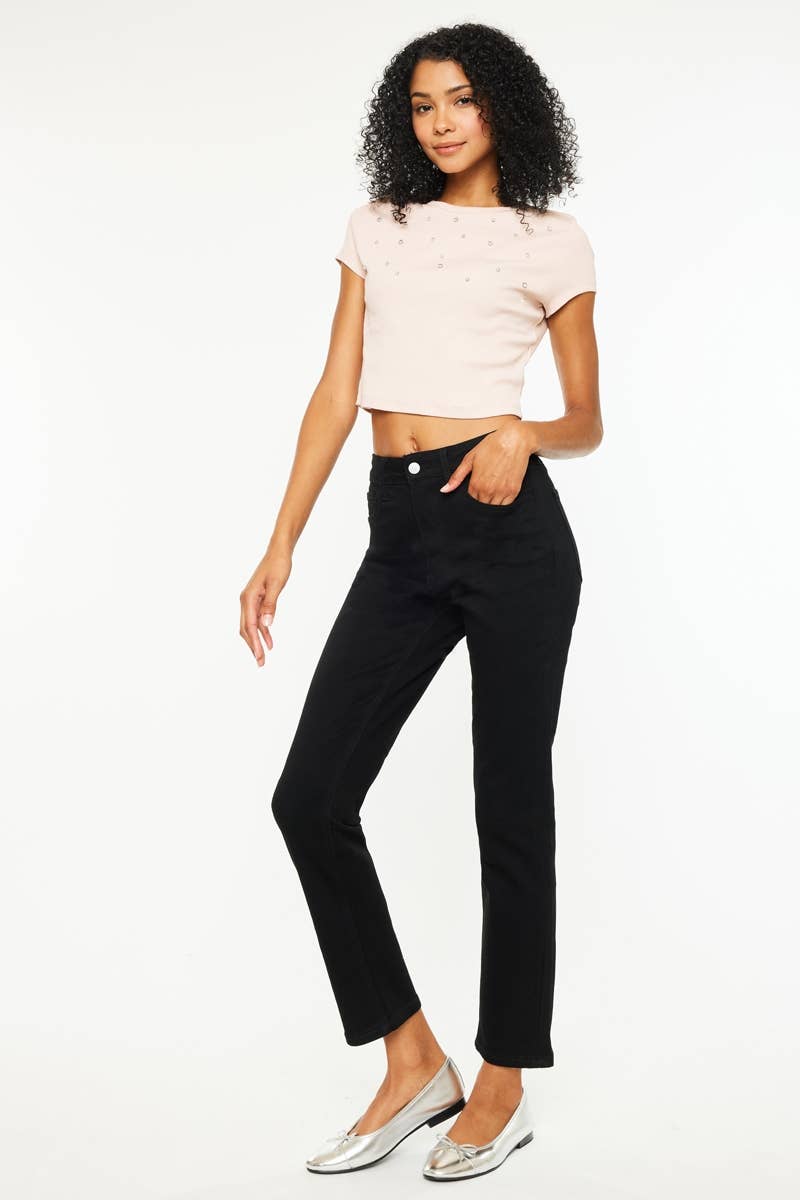 HIGH RISE SLIM STRAIGHT JEANS