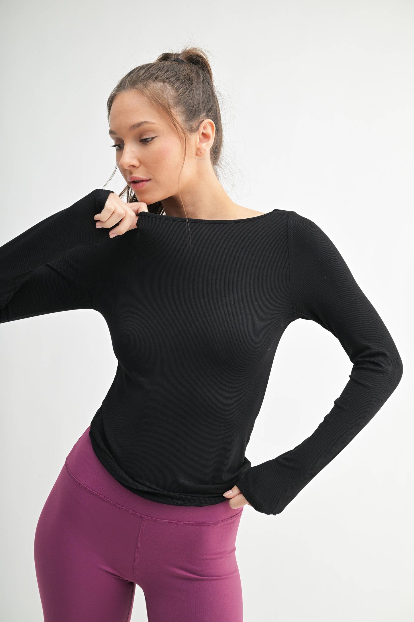 Barely There Boat Neck Micro-Ribbed Top