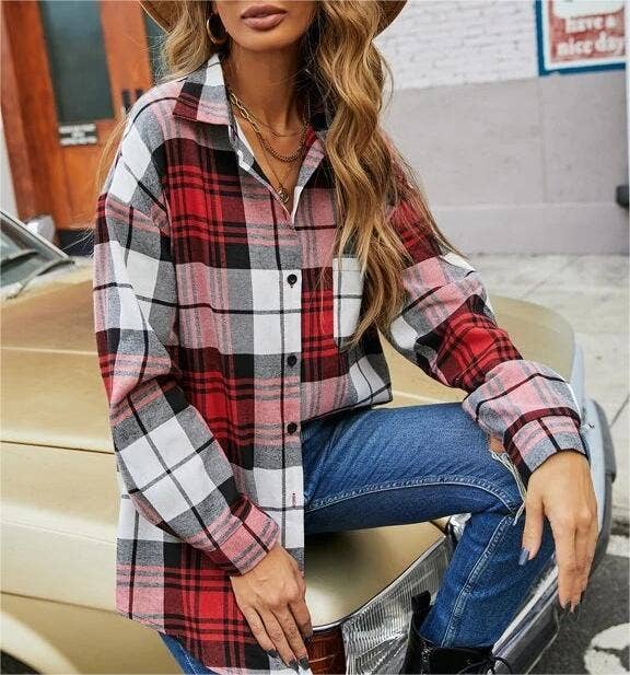 Long-sleeve plaid shirt