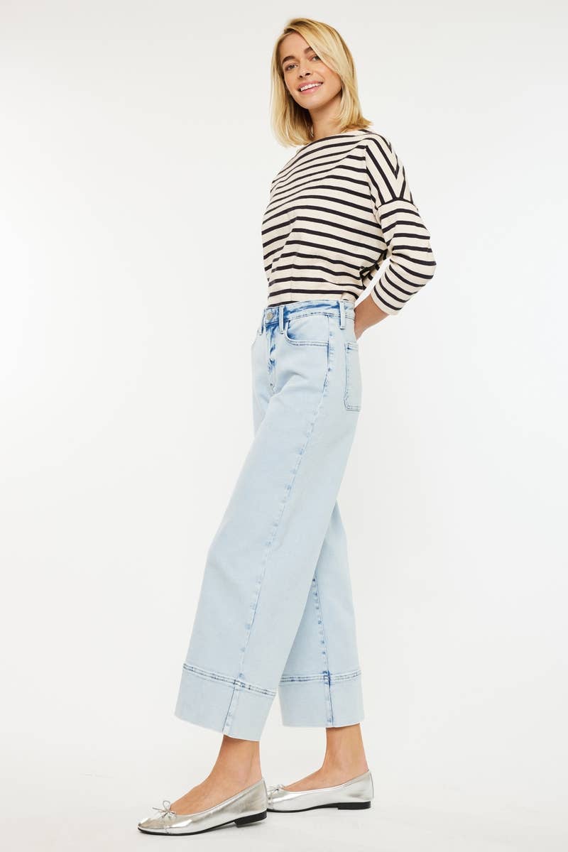 HIGH RISE CROPPED WIDE LEG JEANS
