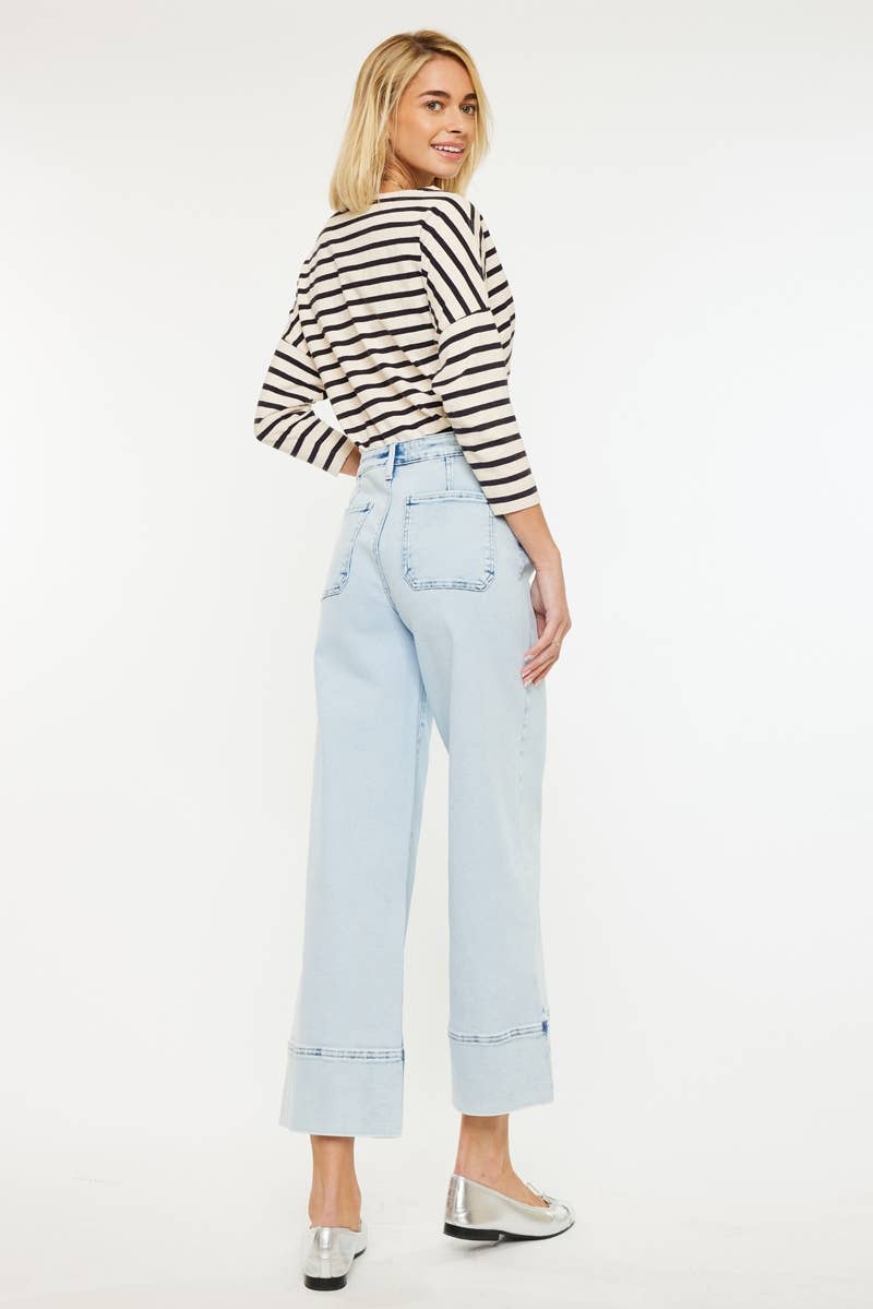 HIGH RISE CROPPED WIDE LEG JEANS
