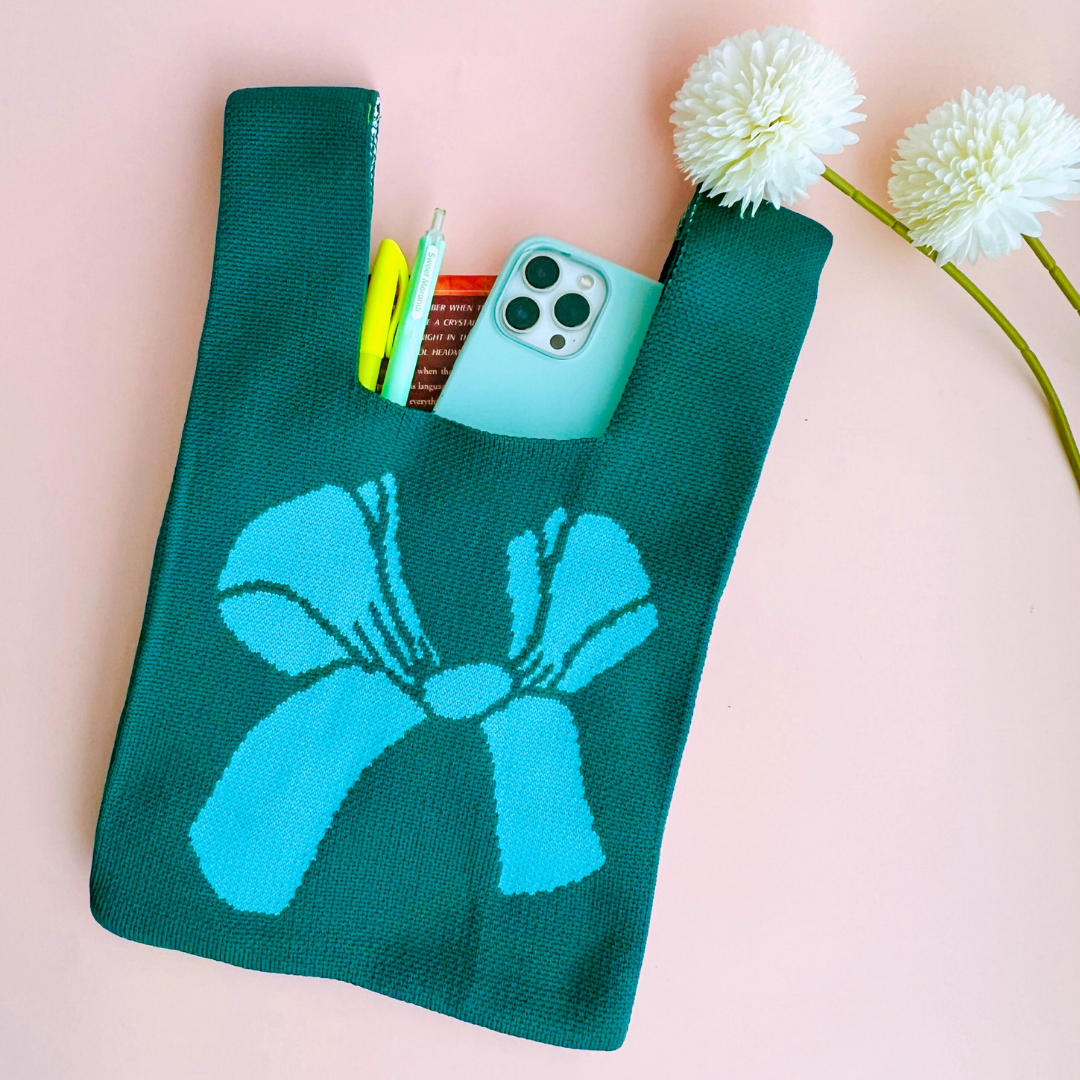 Woven Bow Bag | Korean Bag | Small Accessory and Book Tote