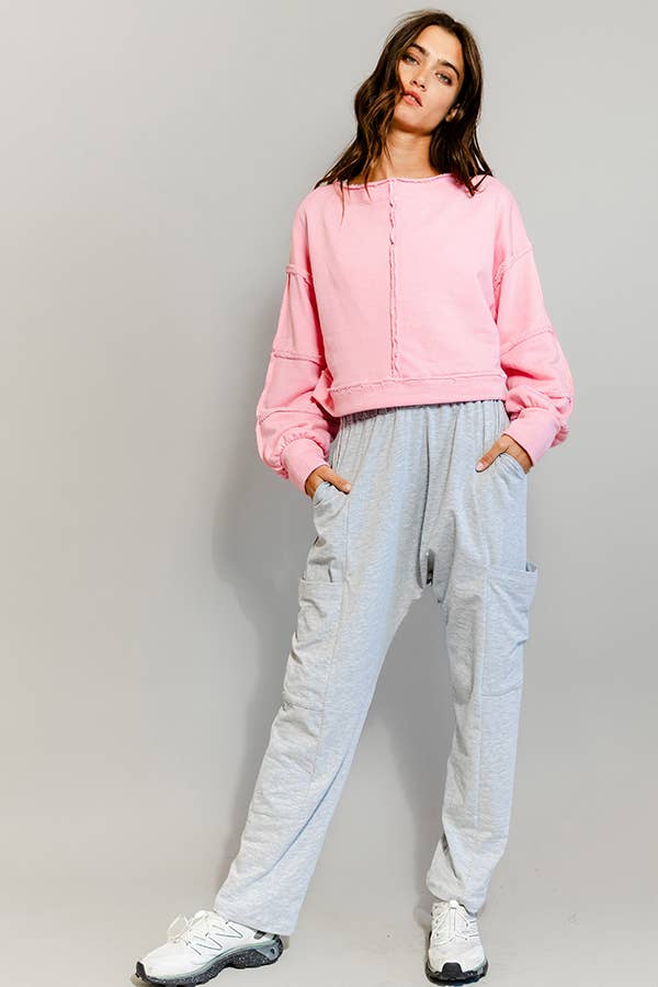 Solid Cropped Sweatshirt