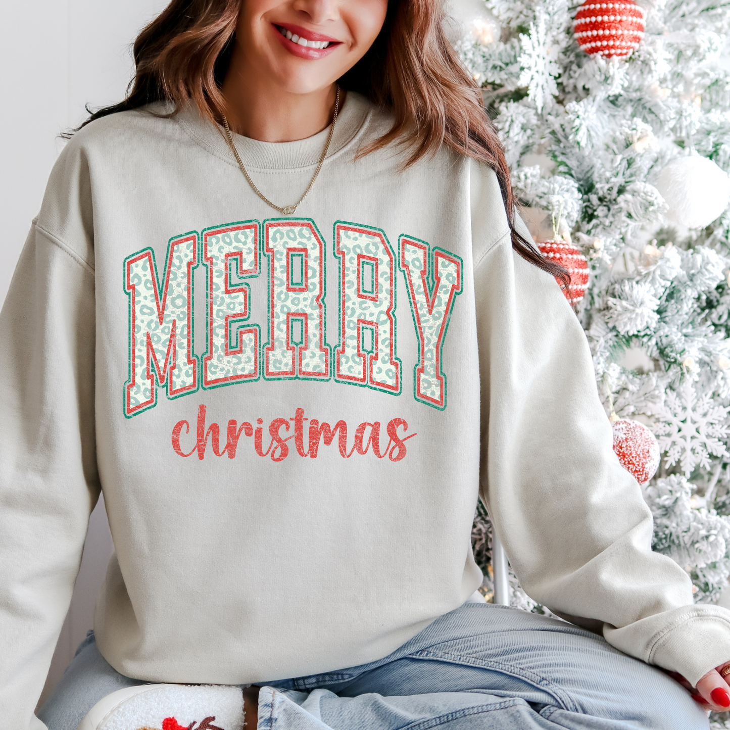 Leopard Merry Christmas Crewneck