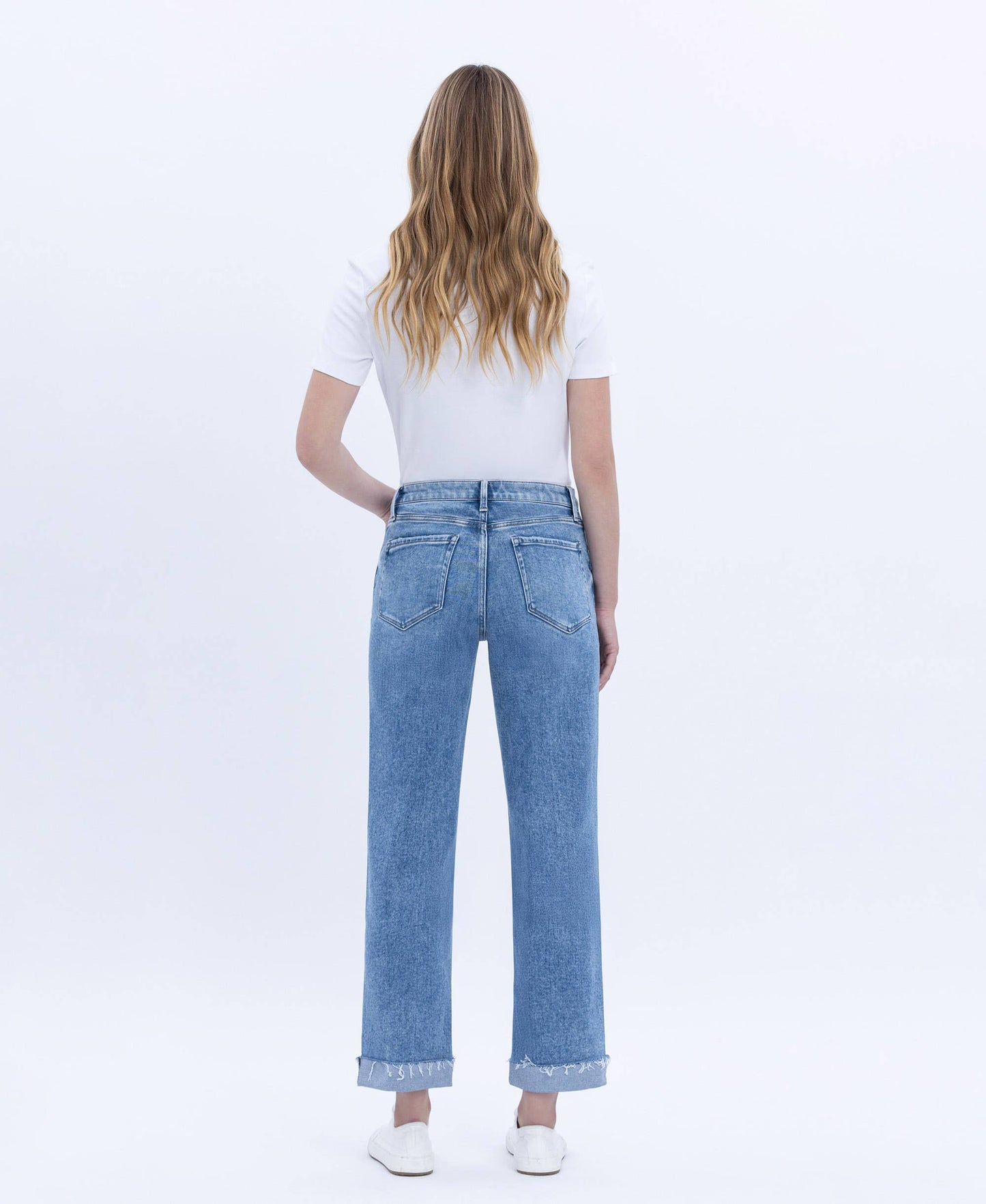 HIGH RISE CUFFED CROP STRAIGHT JEANS